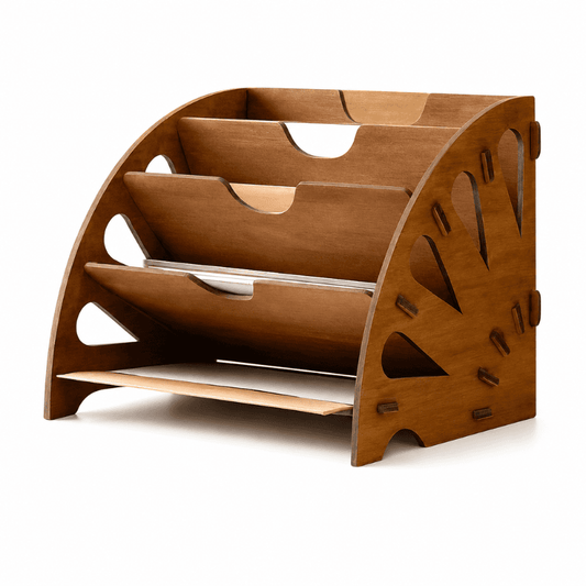 Wooden Desk Organizer for Documents and Office Supplies