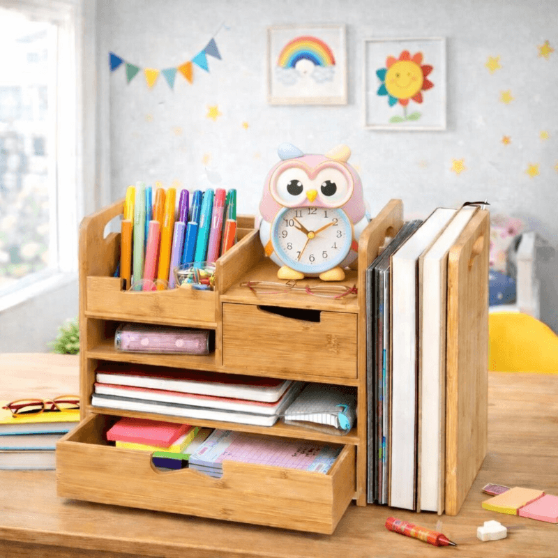 Vendoraque Bamboo Desk Organizer with Drawer