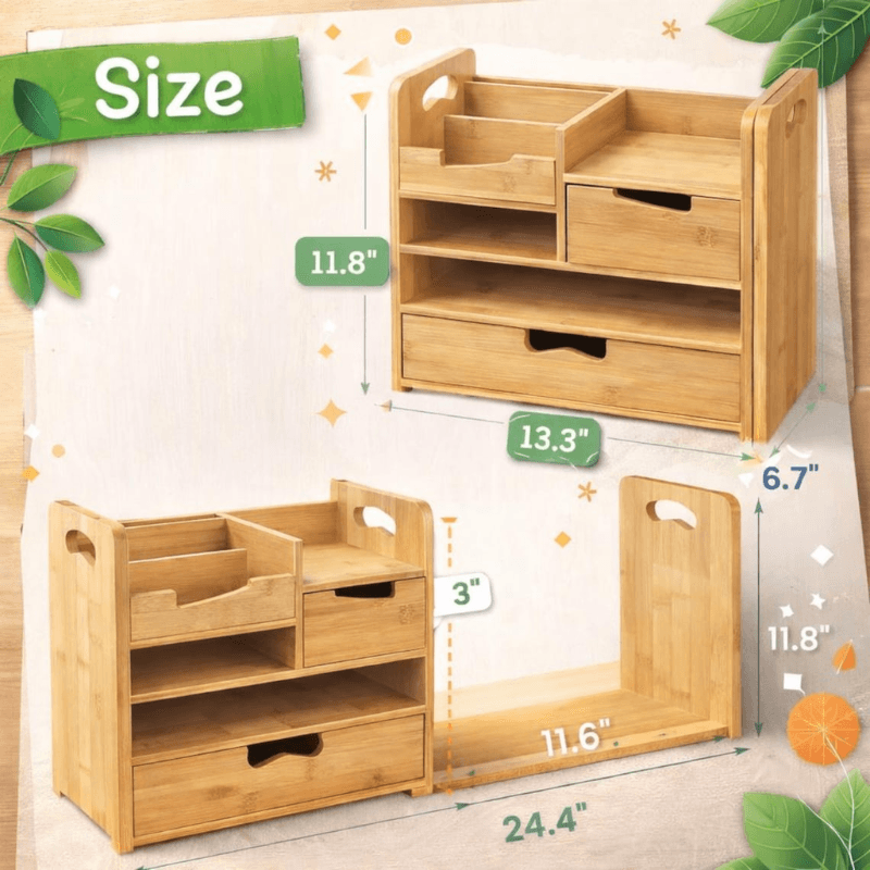 Vendoraque Bamboo Desk Organizer with Drawer