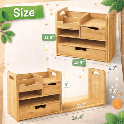 Vendoraque Bamboo Desk Organizer with Drawer