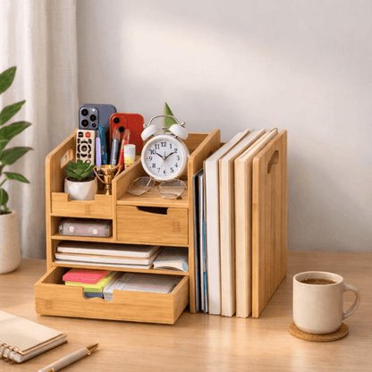 Vendoraque Bamboo Desk Organizer with Drawer