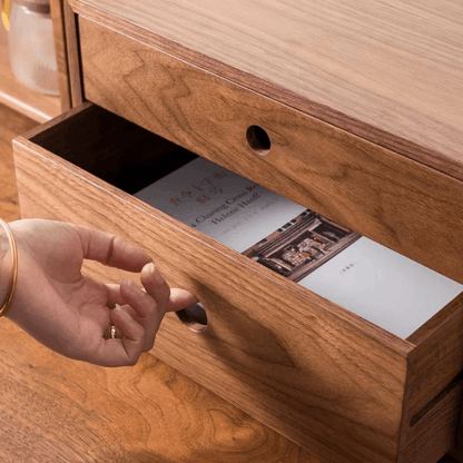 Wooden 2-Layer Desktop Storage Box with Drawer for Office Documents