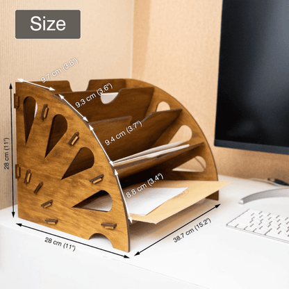 Wooden Desk Organizer for Documents and Office Supplies