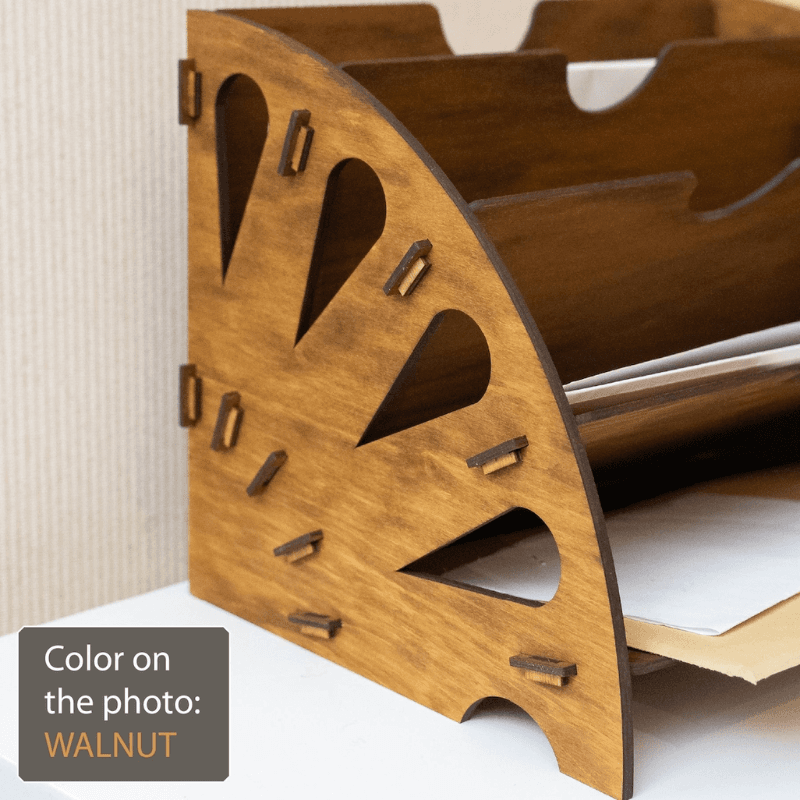 Wooden Desk Organizer for Documents and Office Supplies