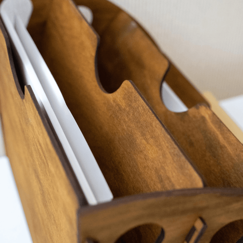 Wooden Desk Organizer for Documents and Office Supplies