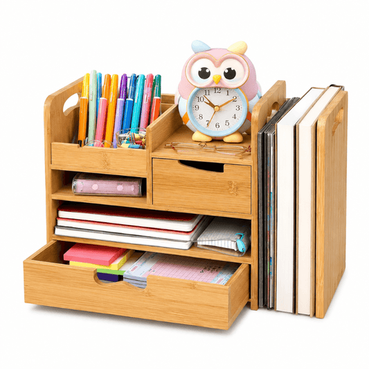 Vendoraque Bamboo Desk Organizer with Drawer